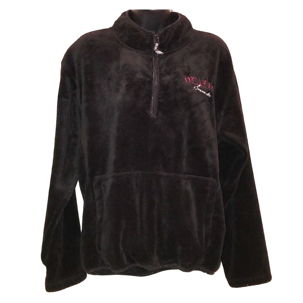 Oklahoma Sooners Plush Fleece Quarter Zip Pullover Black‎ Women's Medium